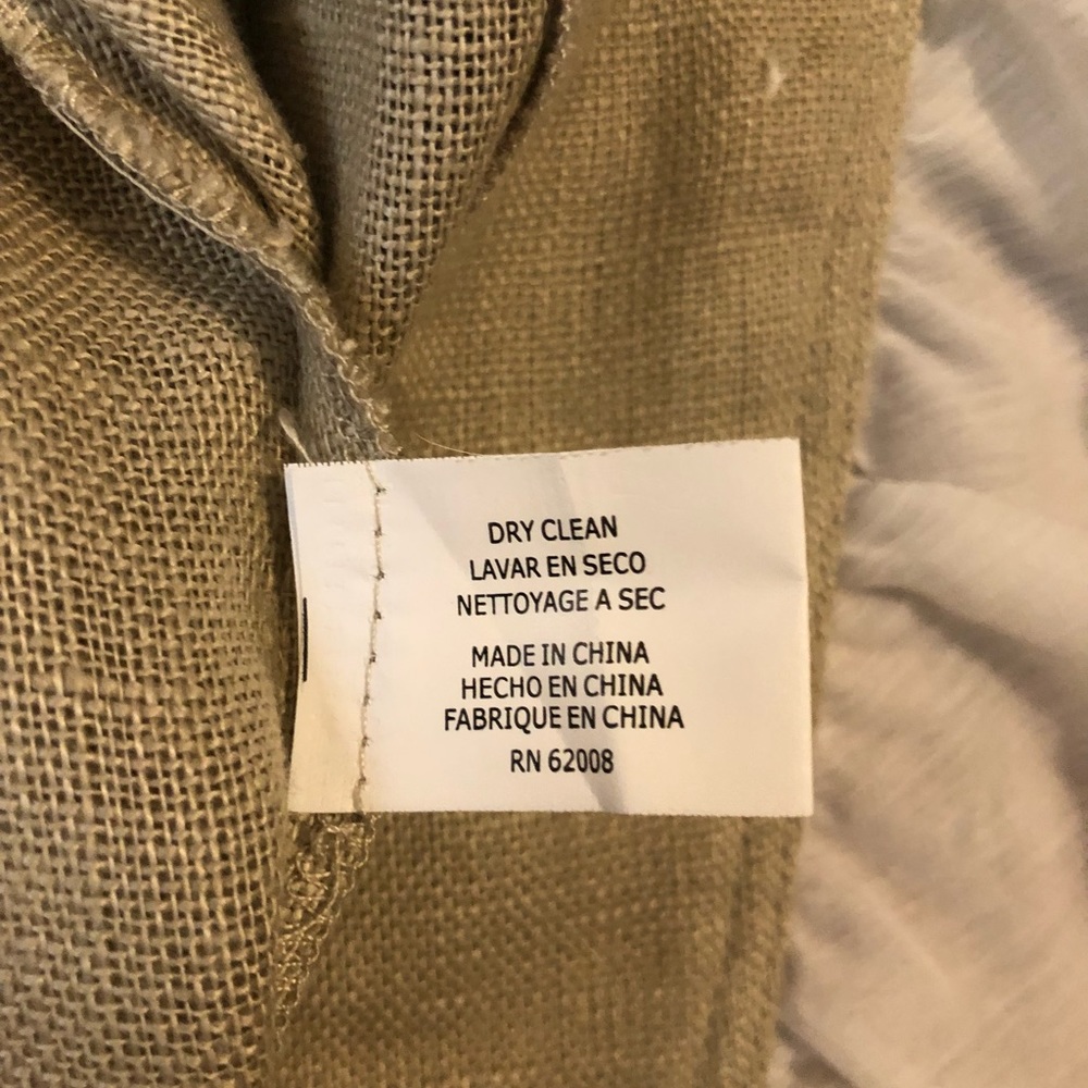 INSIGHT TAN LINEN WITH WHITE RUFFLED FRONT & ON ARMS  BUTTONS JACKET/TOP size 8 - Picture 4 of 15